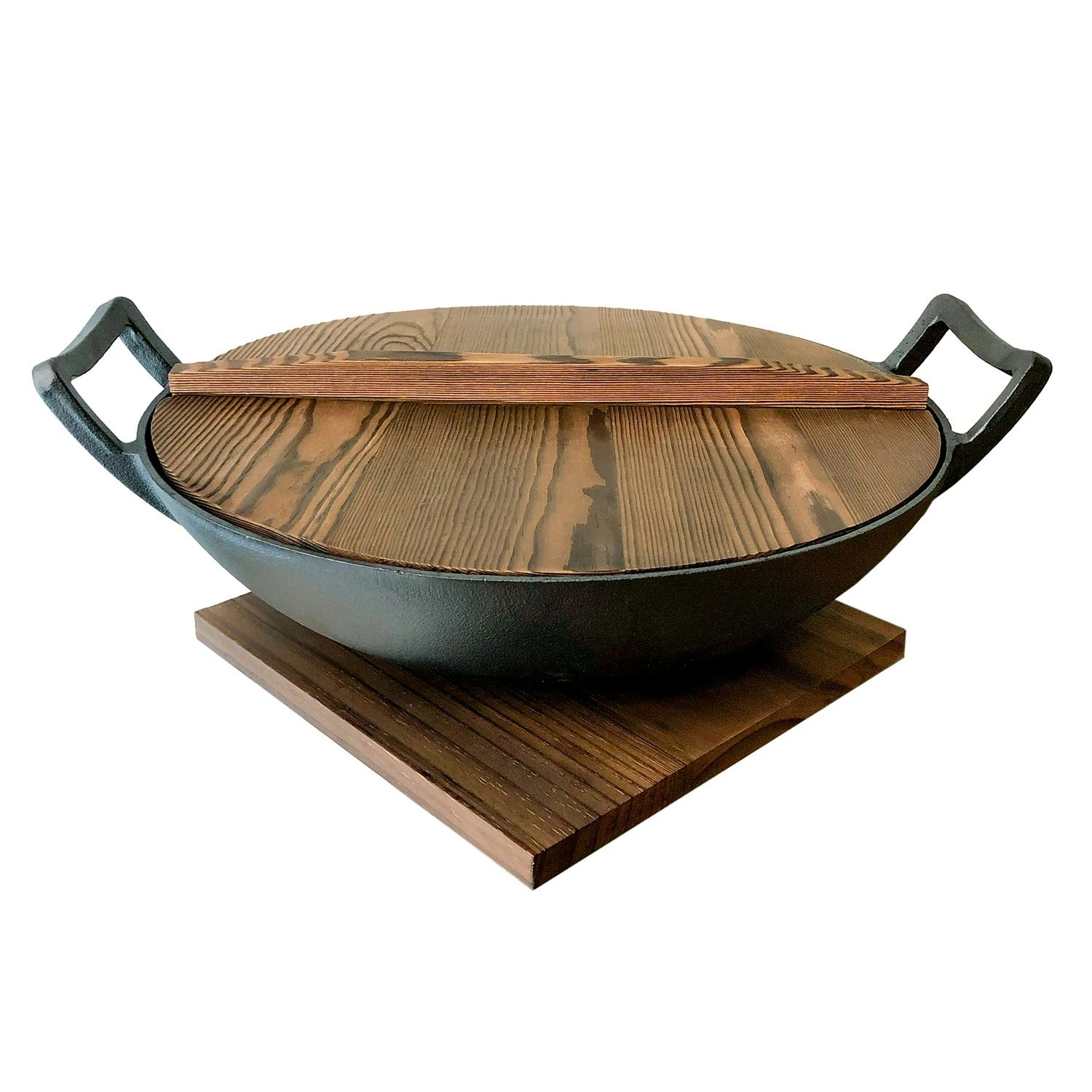 Satake Nabe Wokpfanne Mit Holz- Und Glasdeckel Ø36 Cm/6 L 1 Satake Nabe Wokpfanne Mit Holz- Und Glasdeckel Ø36 Cm/6 L