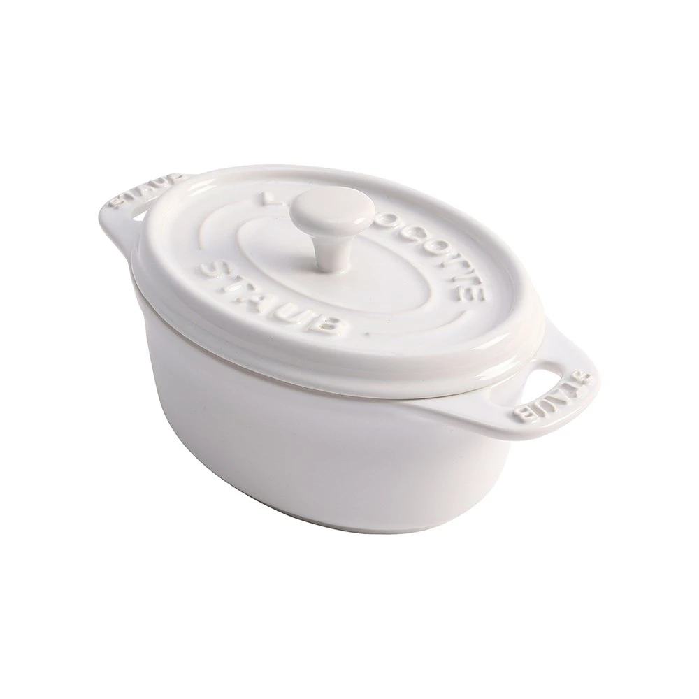 Staub Oval Ceramic Casserole 20 Cl, White 1 Staub Oval Ceramic Casserole 20 Cl, White