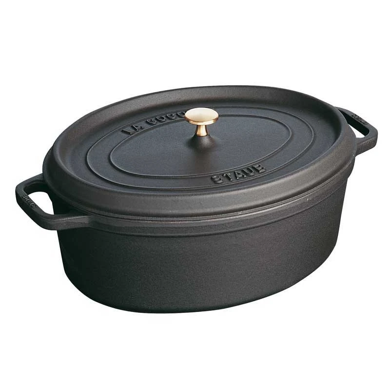Staub Oval Kochtopf Aus Gusseisen 5,5 L, Schwarz 1 Staub Oval Kochtopf Aus Gusseisen 5,5 L, Schwarz